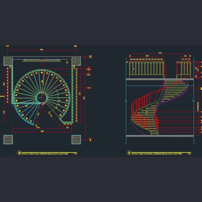 Circular rotating staircase – CadArea: Premium Design & Blueprint ...