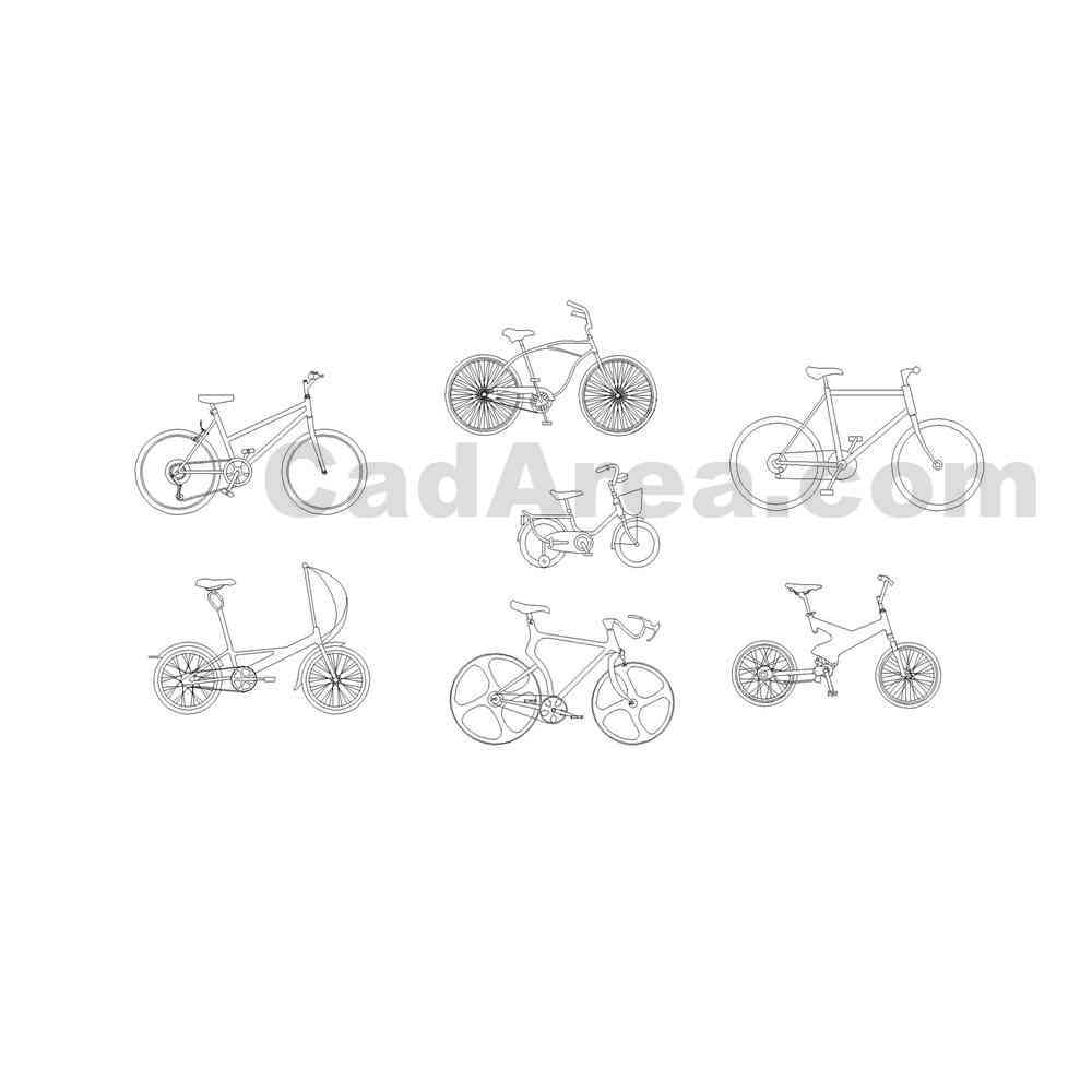 seven bikes autocad bolck – CadArea: Premium Design & Blueprint ...