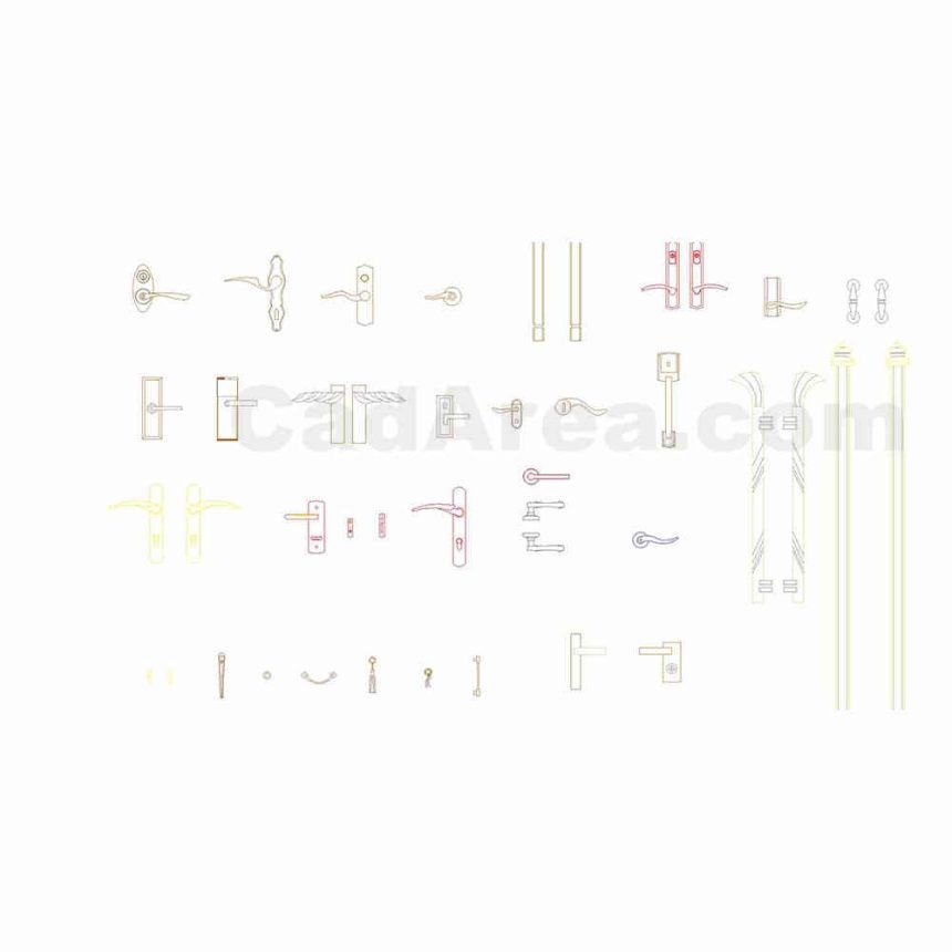 Door handles and locks autocad block CadArea Premium Design